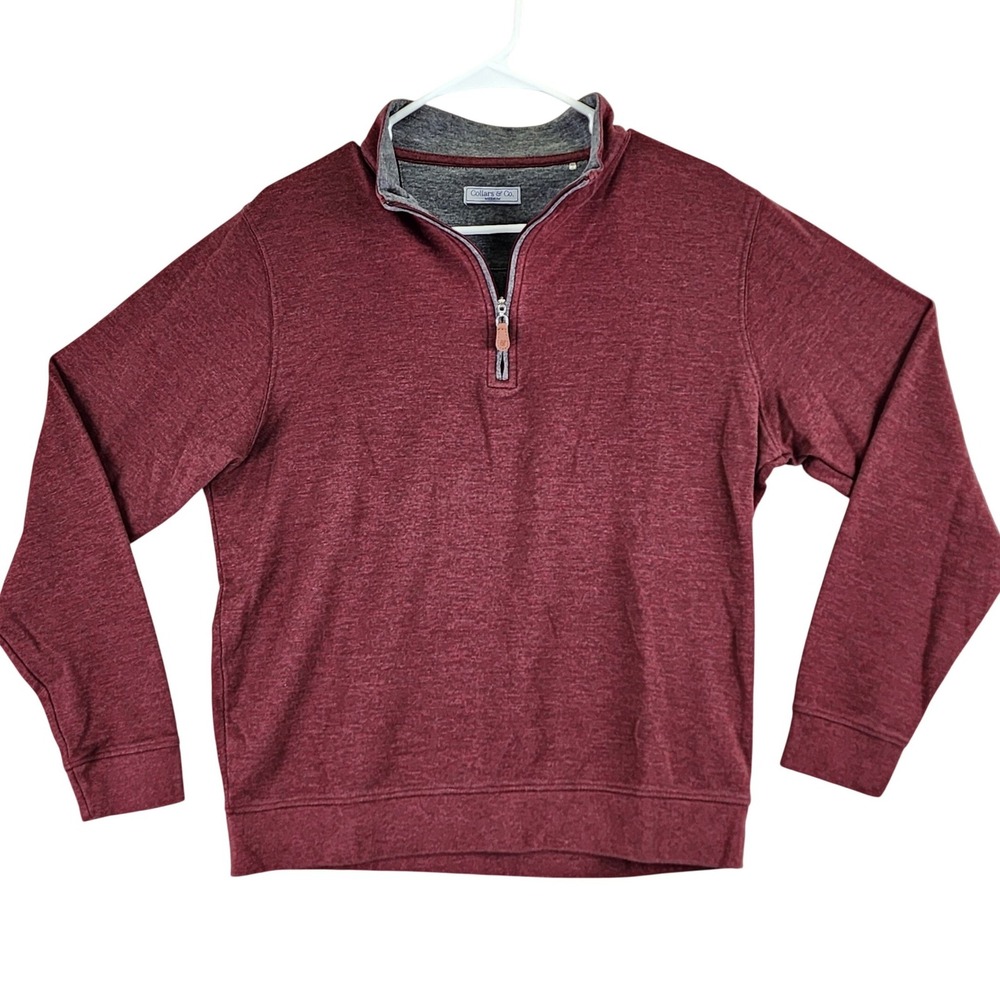 Collars &‎ Co Quarter Zip Pullover Mens Medium Burgundy Heather Business Casual